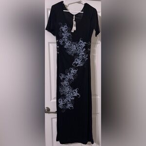 Elegant Black and Gray Lace Dress